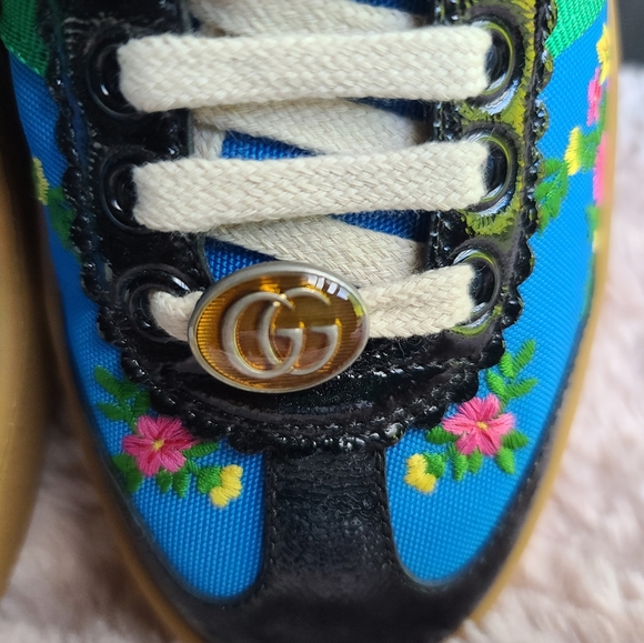 GUCCI G74 Nylon Sneaker With Web In Blue, size 36 - Picture 8 of 12